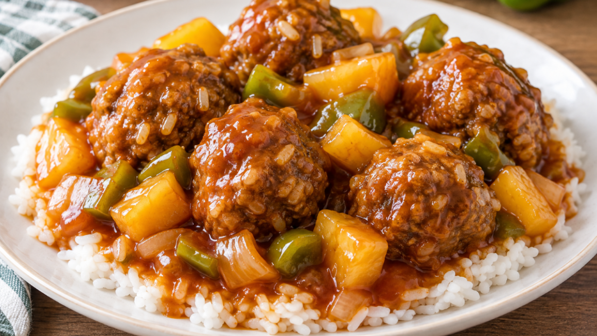 Sweet and Sour Porcupine Meatballs