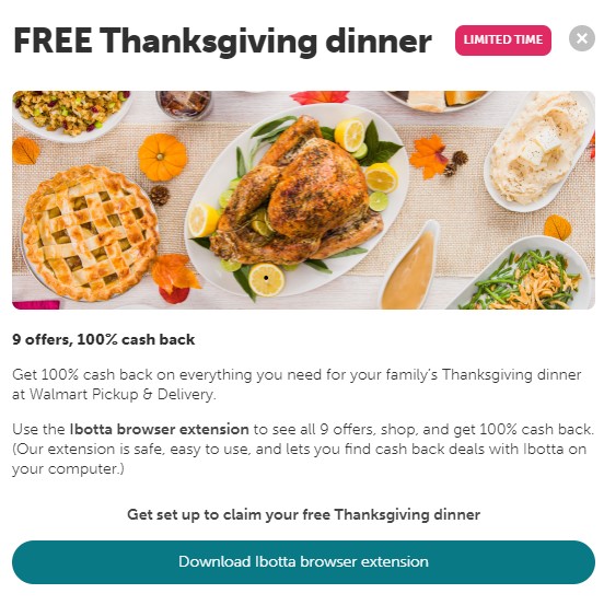 Free Turkey Dinner from Ibotta and Walmart - The Frugaler