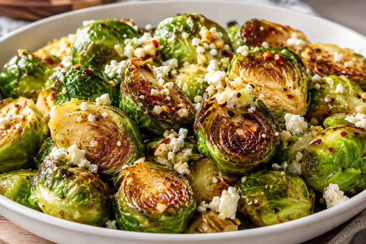 Garlic Feta Brussels Sprouts